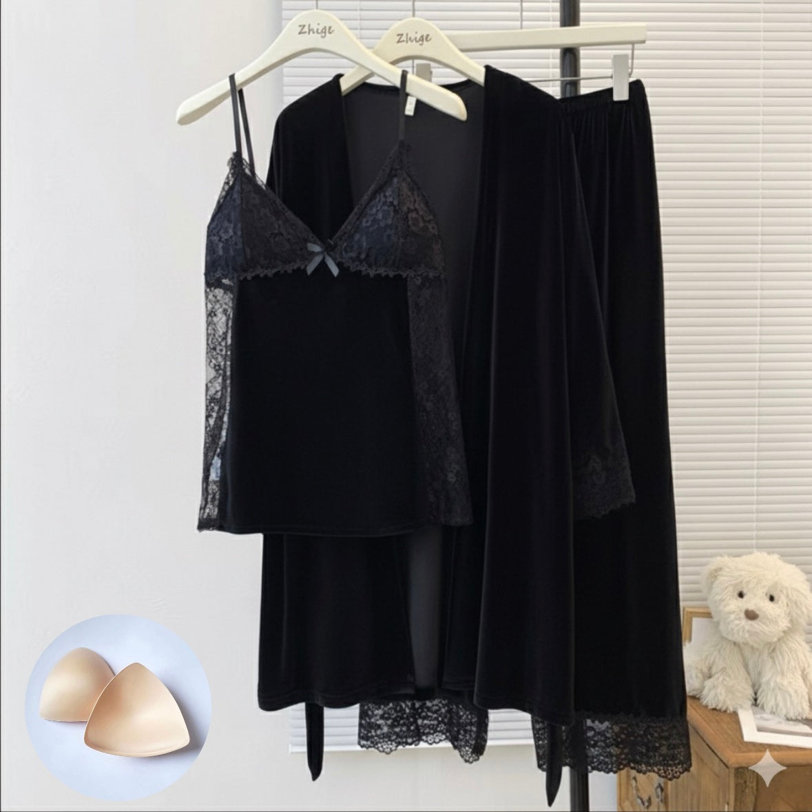 Trosa Dream Velvet Padded Nightsuit - 3pc Set