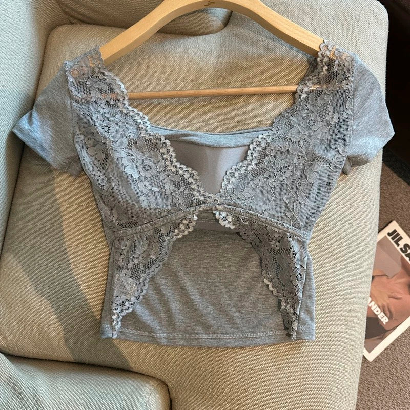 Butterfly Open-Back Lace Built-in Bra Top