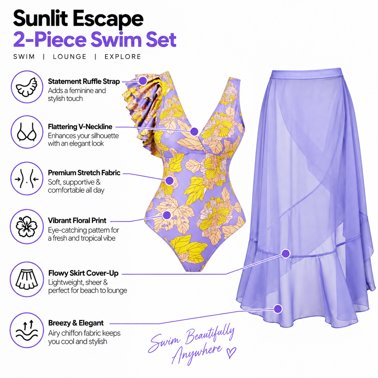 LAVERA Daydream Monokini With Sarong Set