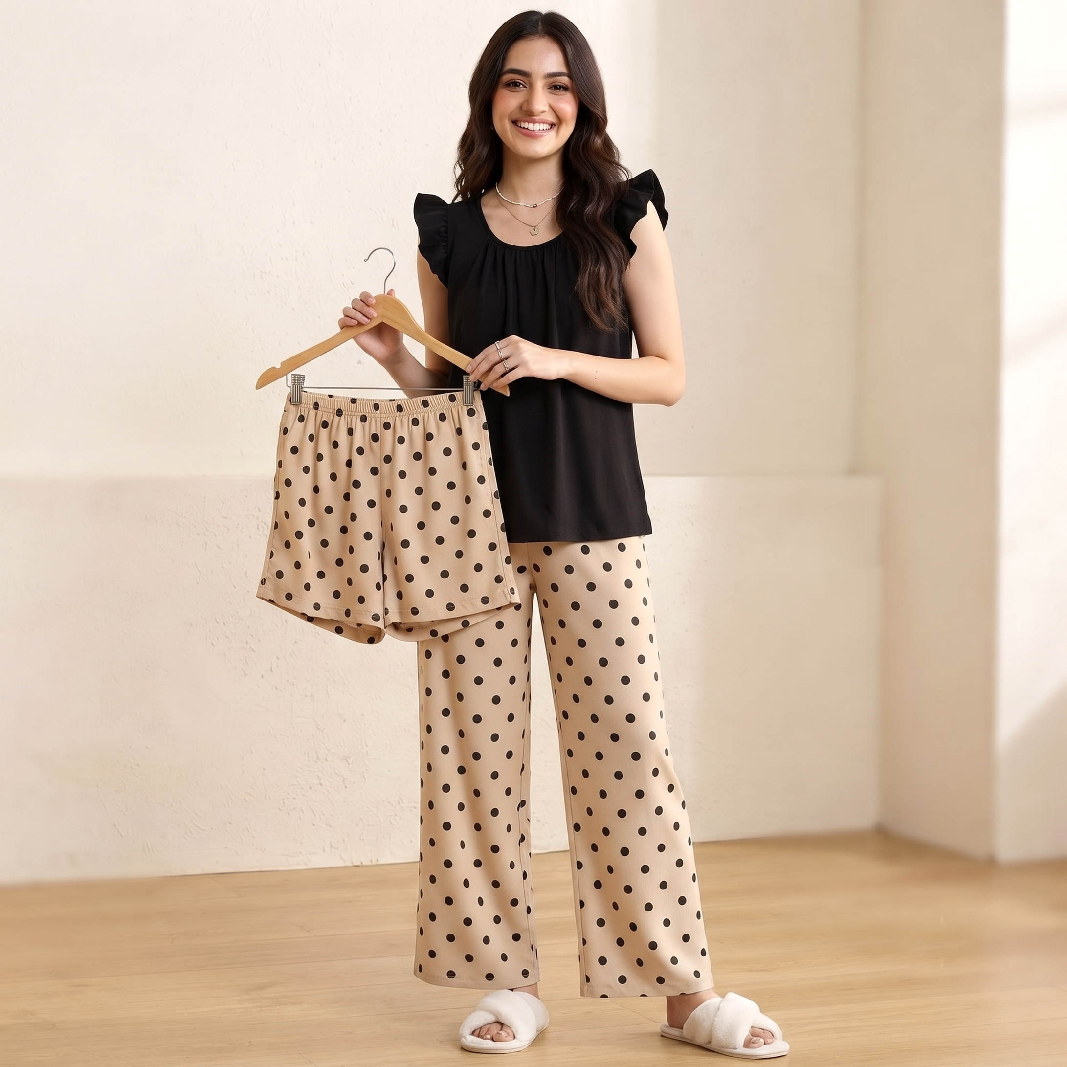 Willow Ruffle Padded Nightsuit - 3pc Set