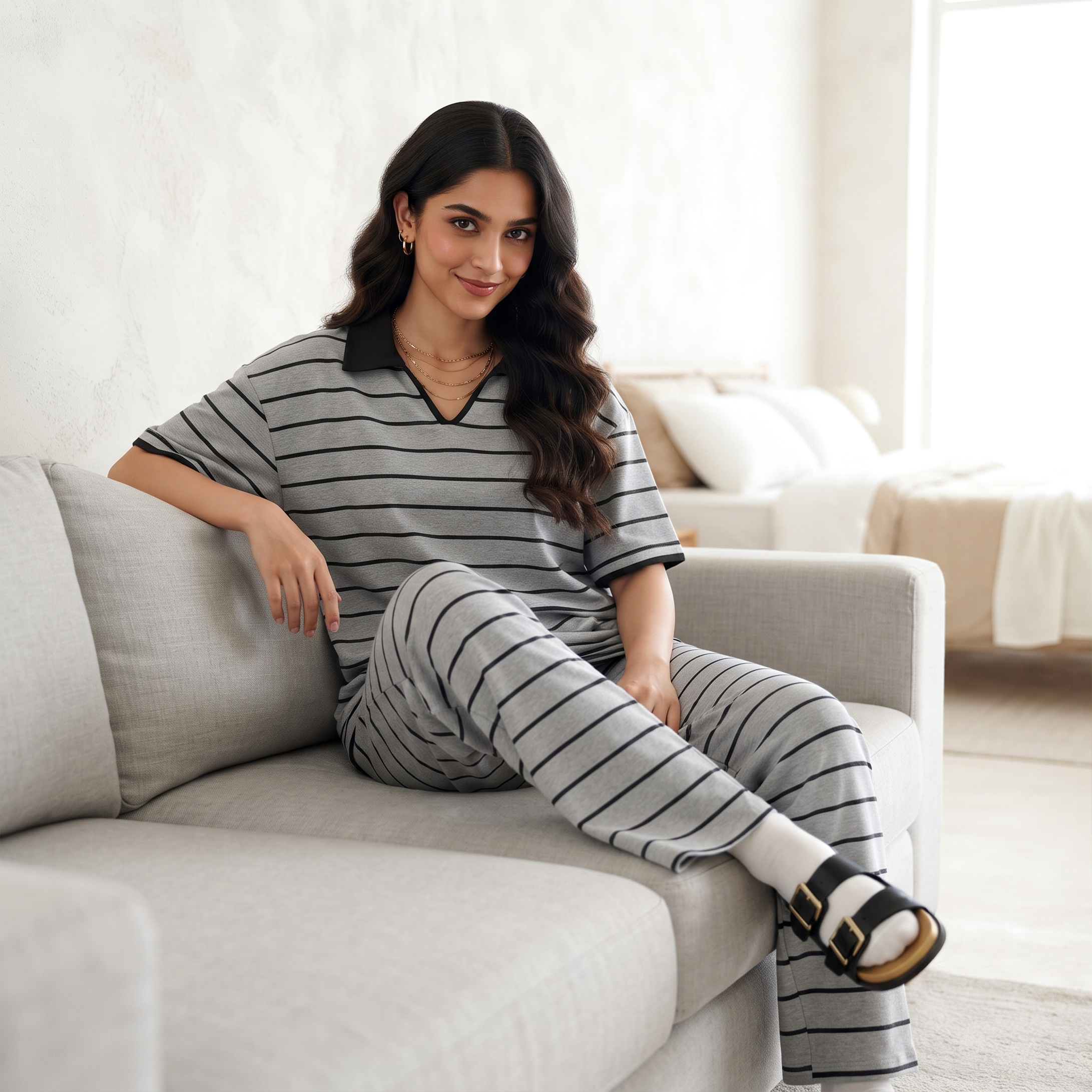 Classic Polo Stripe Padded Lounge Set