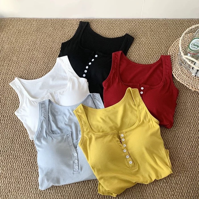 Retro Chic Built-in Bra Tank Top