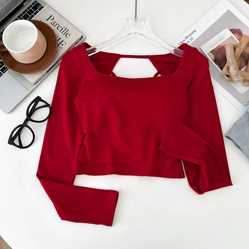 Flirty Fit Built-in Bra Full Sleeves Top