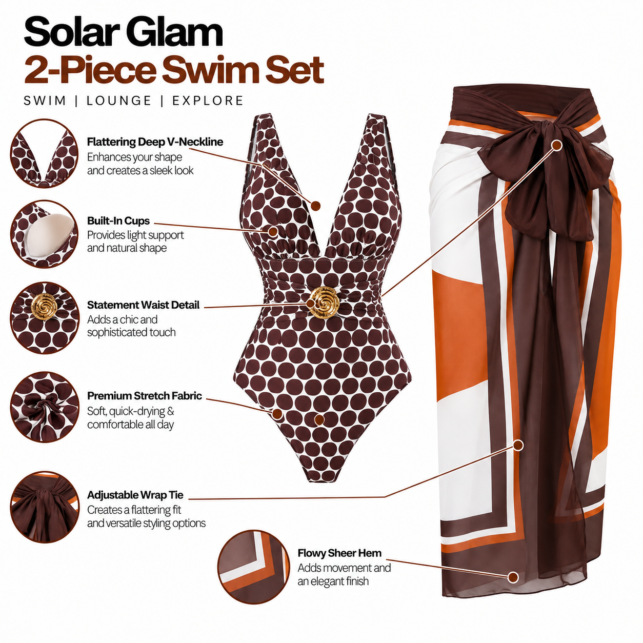 Monaco Retro Monokini & Sarong Set