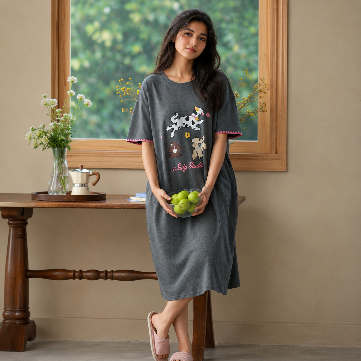 Graphite Glow Padded Night Dress