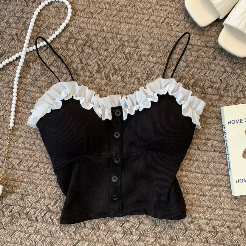 Balletcore Built-in Bra Frill Top