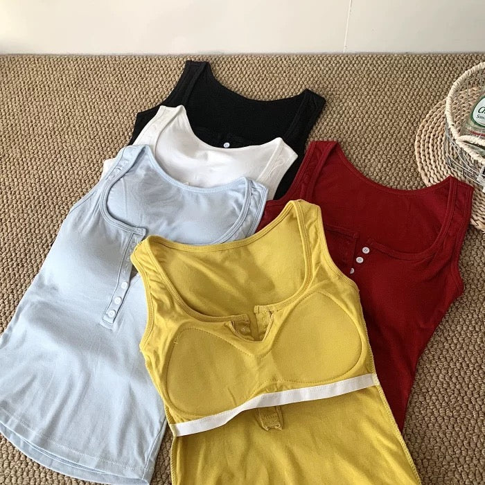 Retro Chic Built-in Bra Tank Top