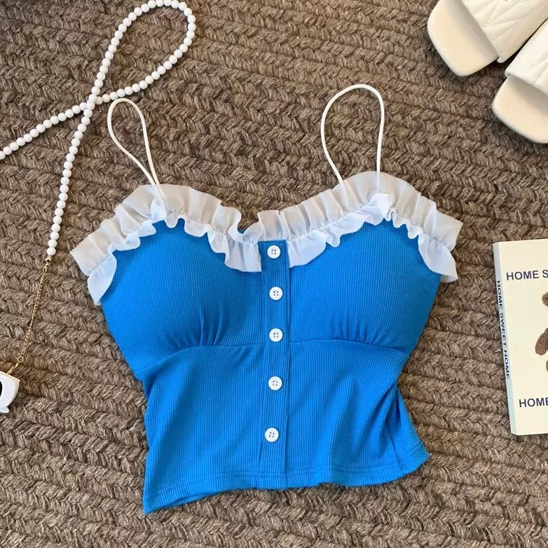 Balletcore Built-in Bra Frill Top