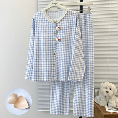 Blue Lacy Kitty Padded Nightsuit Set