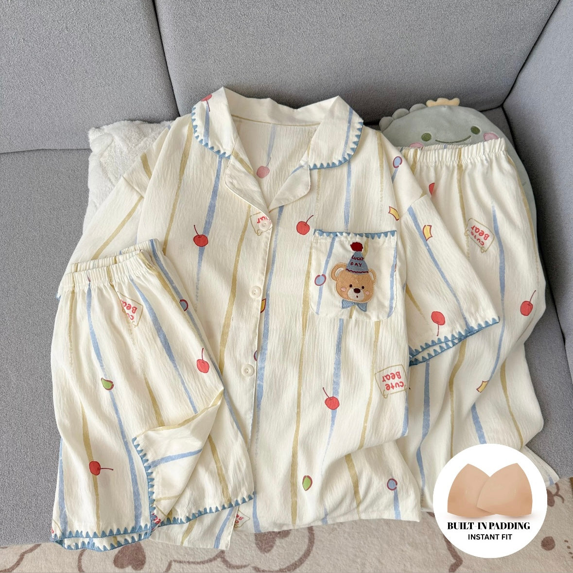 Sugarberry Padded Nightsuit -3pcs Set