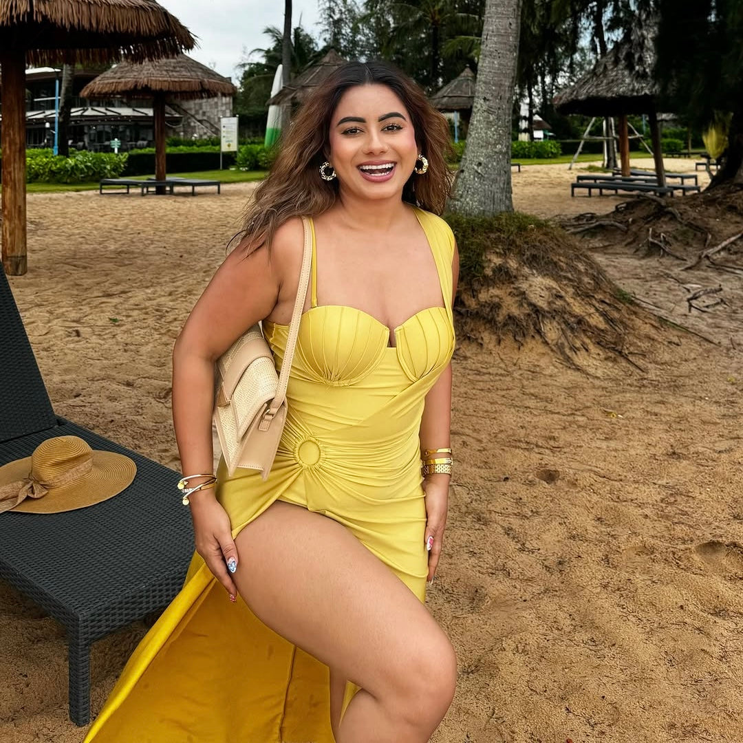 Golden Glow Structured Monokini & Dress Cover-Up Set