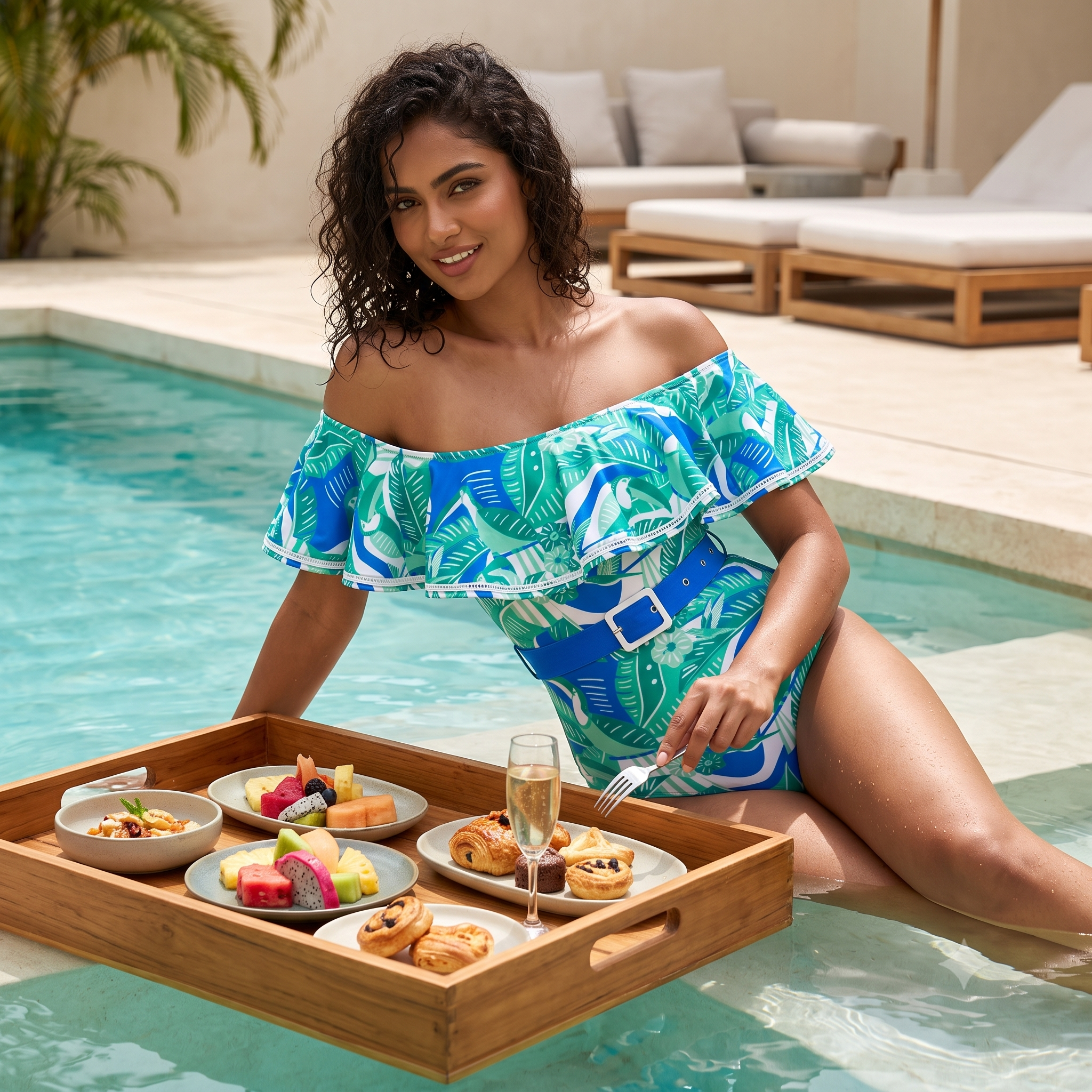Lagoon Ruffle Monokini With Skirt Set