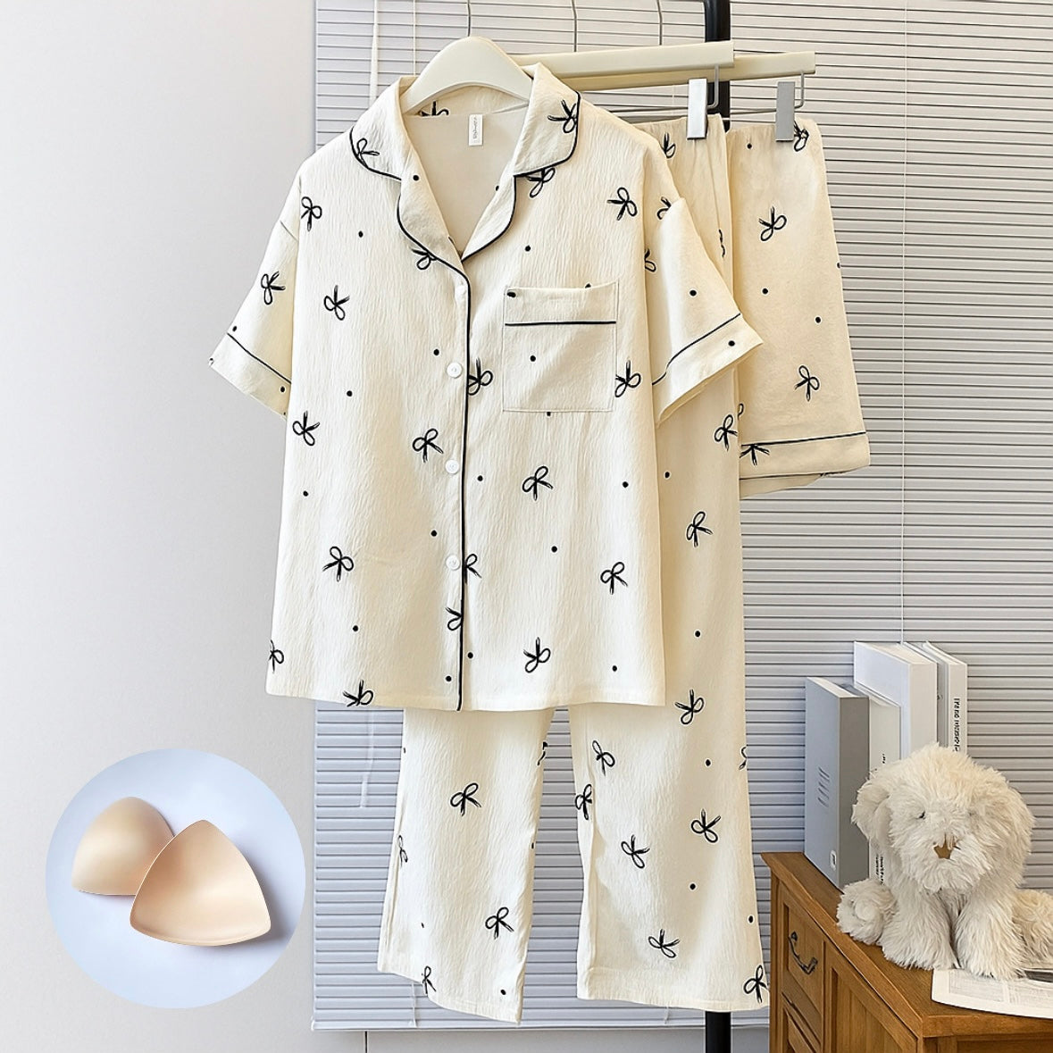 Tiny Bows Padded Nightsuit- 3pc set