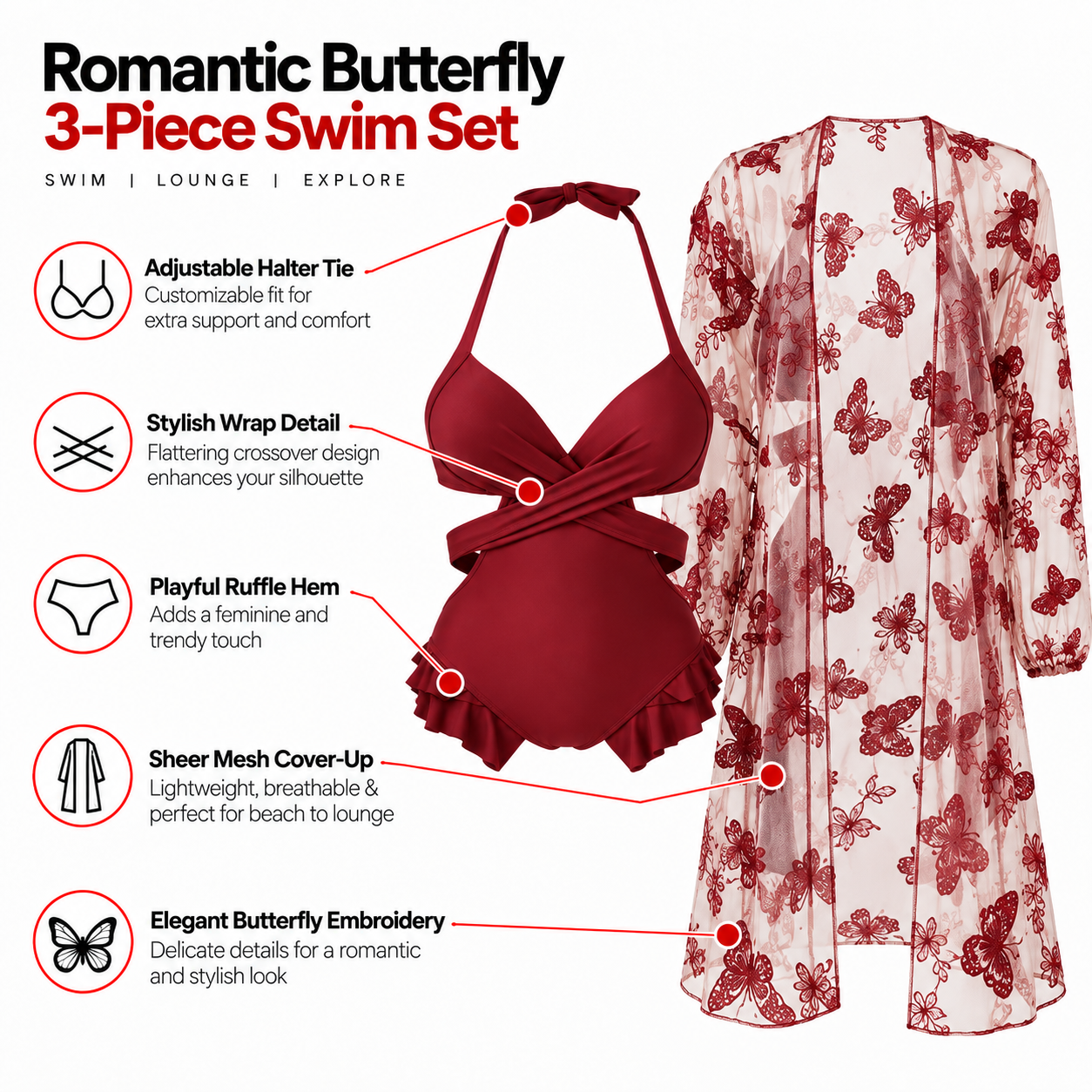 Noir Butterfly Monokini with Shrug