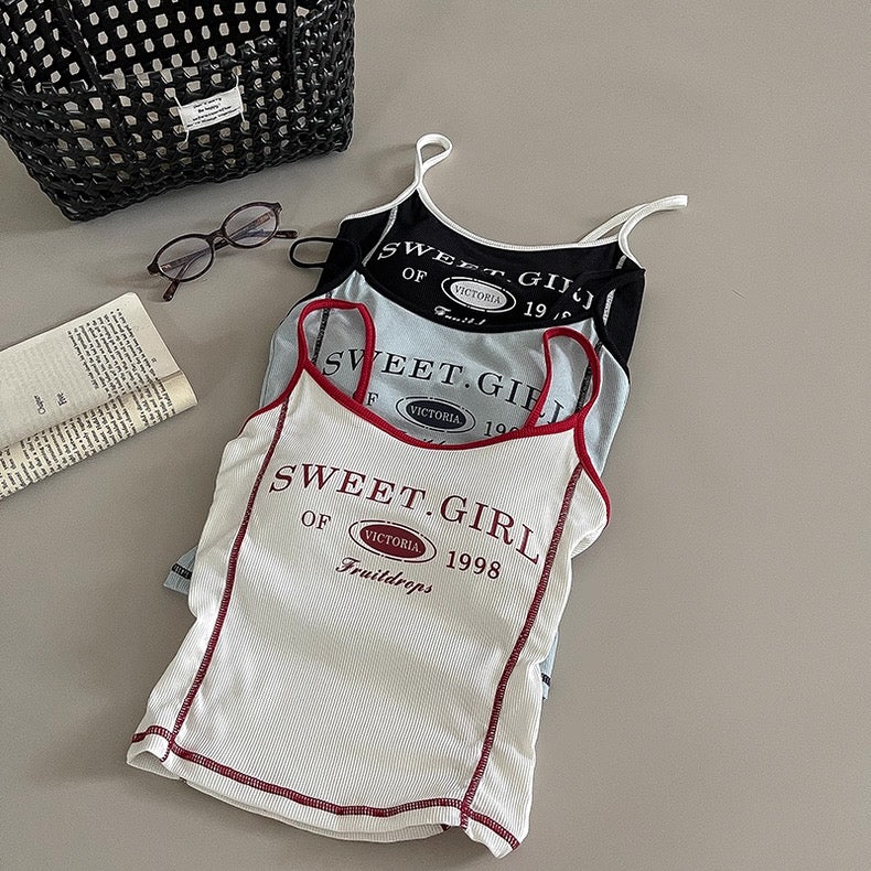 Retro Graphic Built-In Bra Tank Top