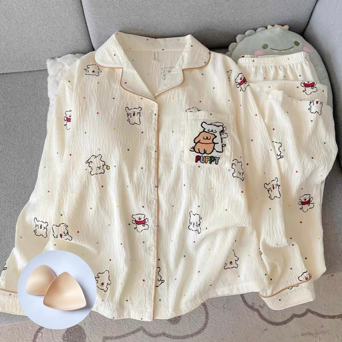 Whipped Cream Pup Padded Nightsuit Set