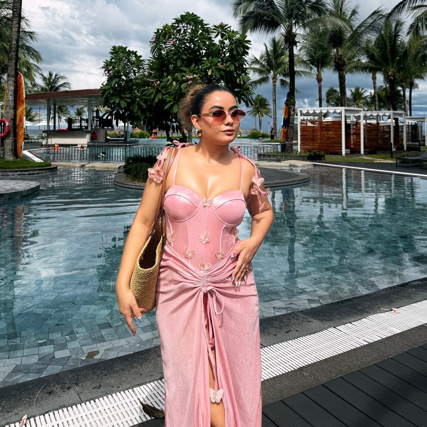 Shiny Butterfly Monokini with Skirt