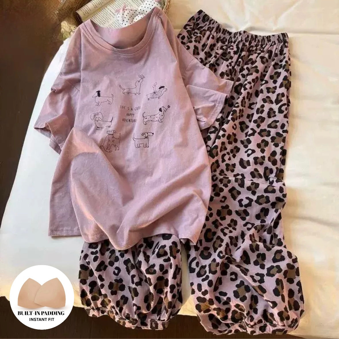 Mauve Prowl Padded Nightsuit Set