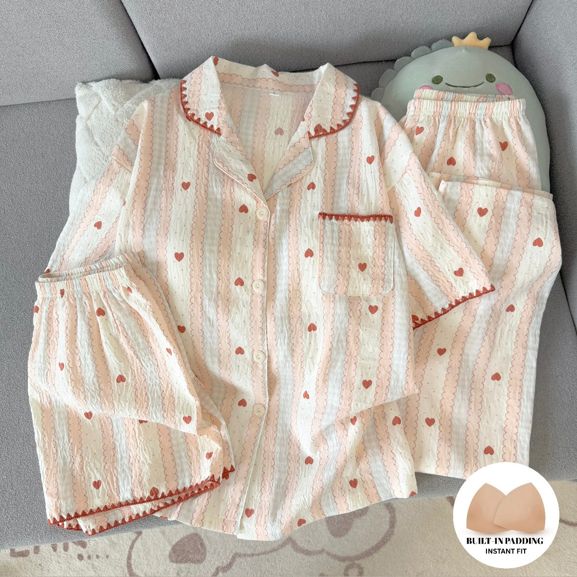 Heartline Padded Nightsuit -3pc Set