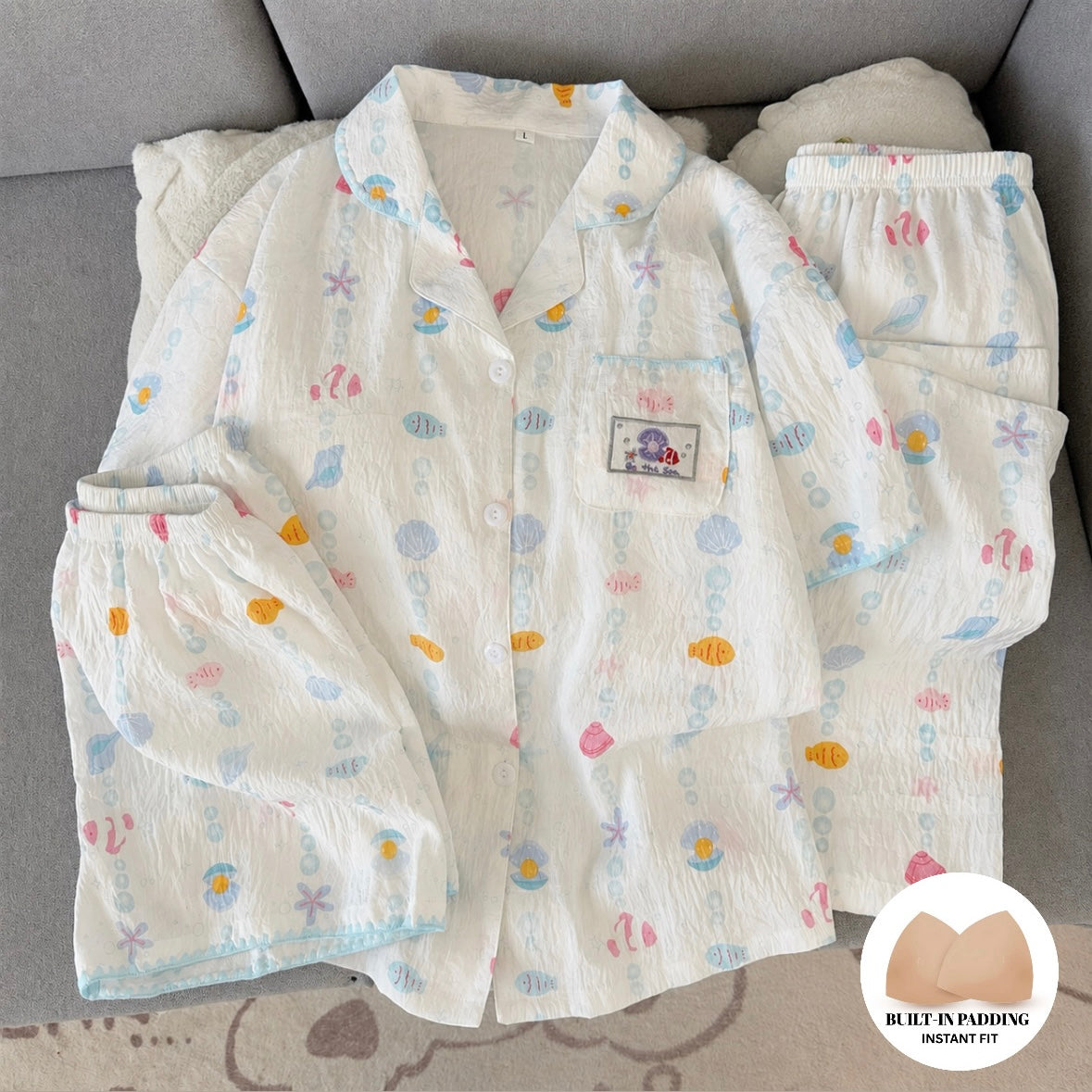 Coral Reef Padded Nightsuit -3pc Set