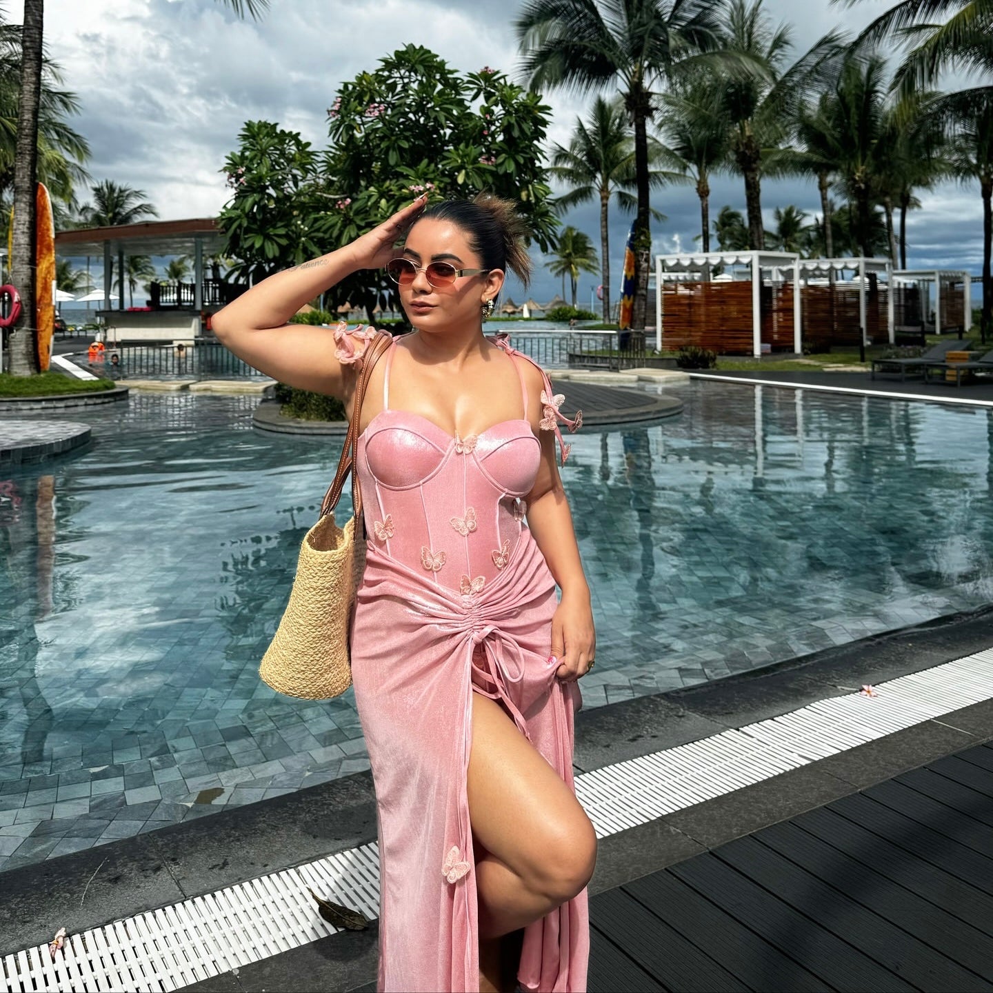 Shiny Butterfly Monokini with Skirt