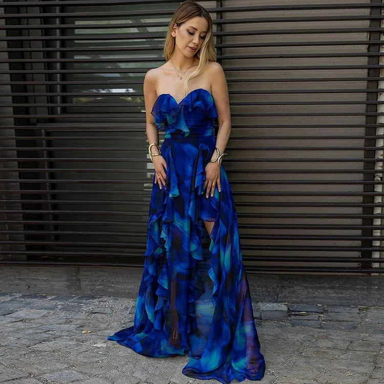 Azure Elegance Ruffle Monokini & Skirt Set