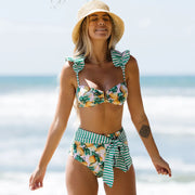 Citrus Stripe Bow Bikini Set