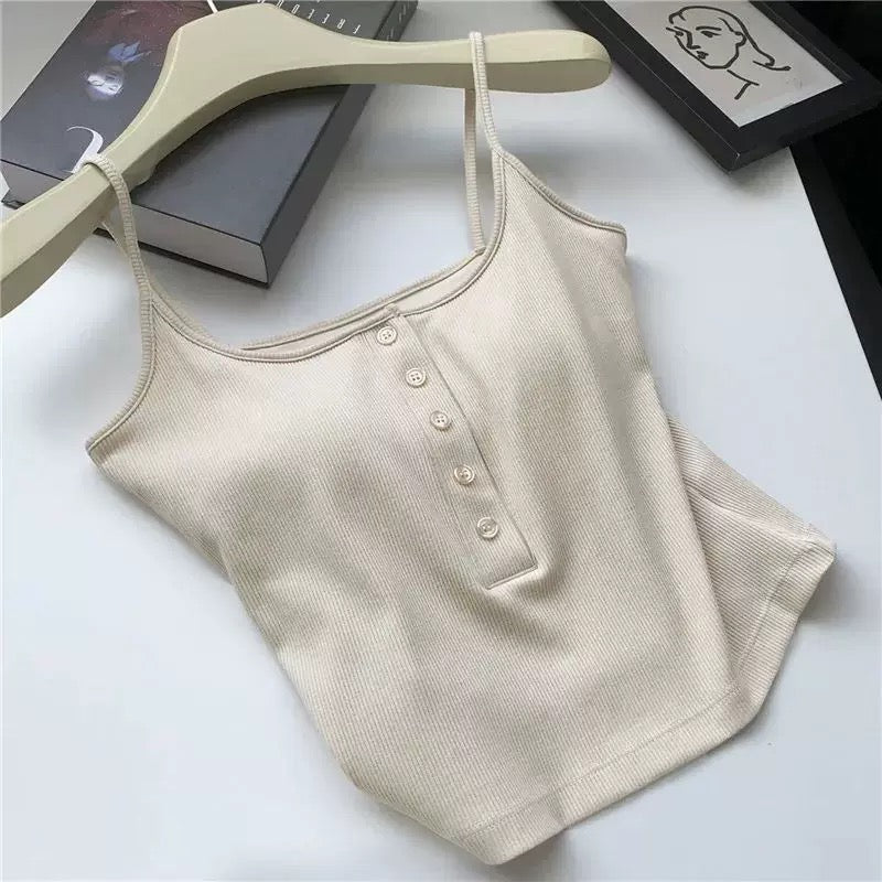 Casual Button-Up Built-In Bra Camisole
