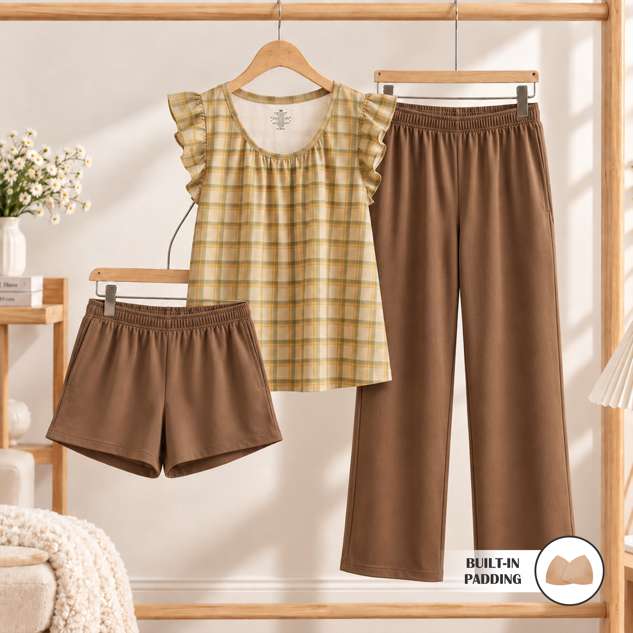 Willow Ruffle Padded Nightsuit - 3pc Set