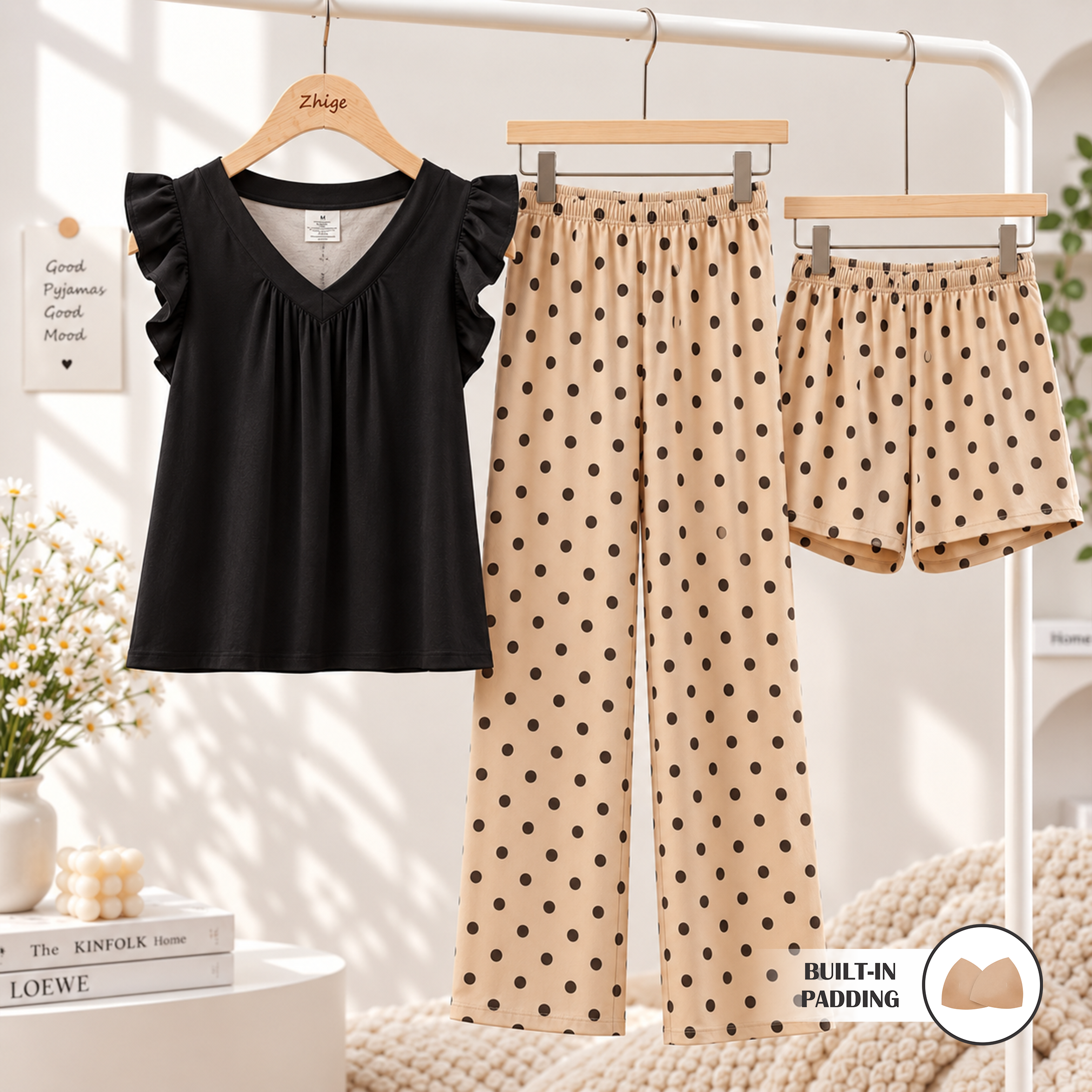 Willow Ruffle Padded Nightsuit - 3pc Set