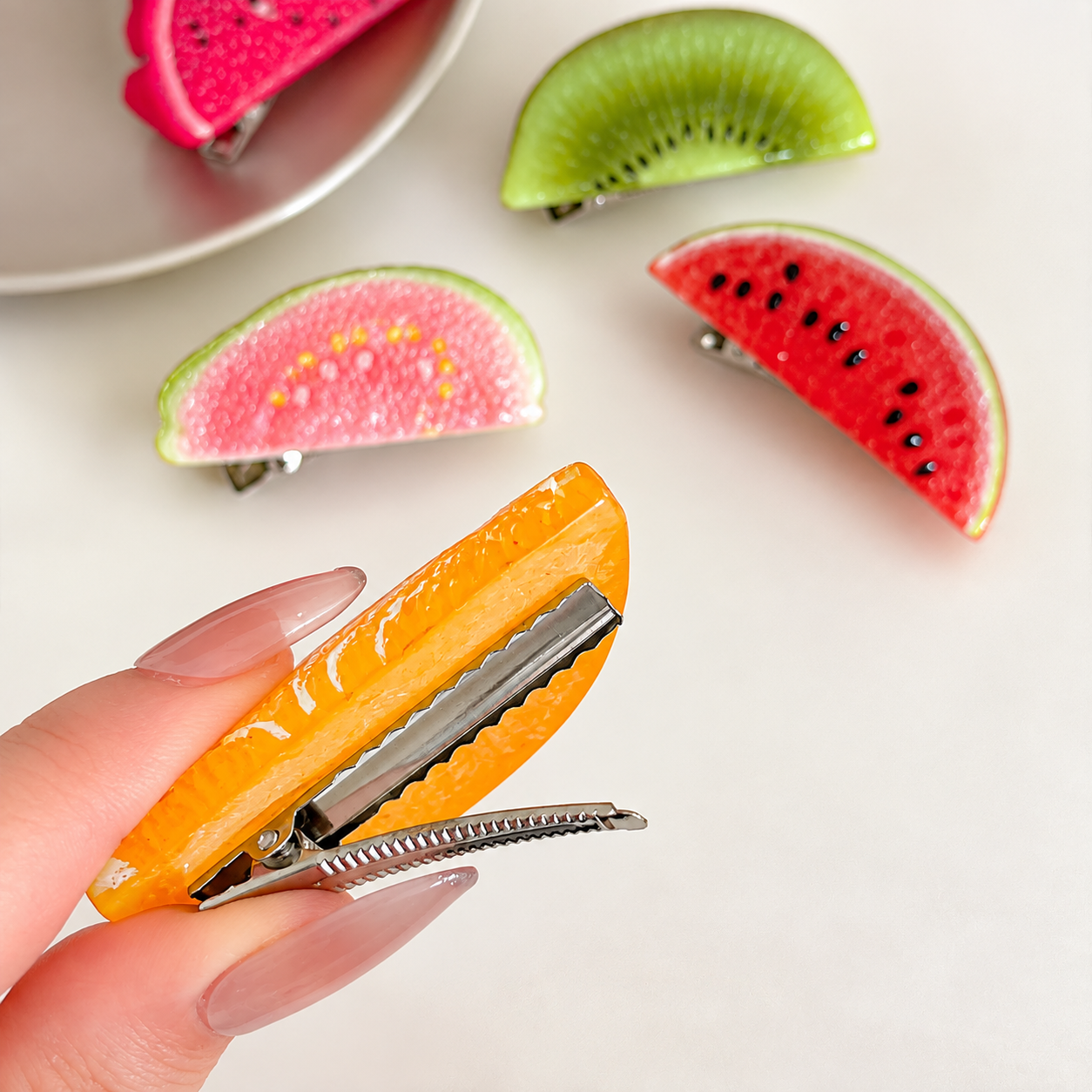 Fruit Slice Hair Clip - Set Of 4 ( Assorted )