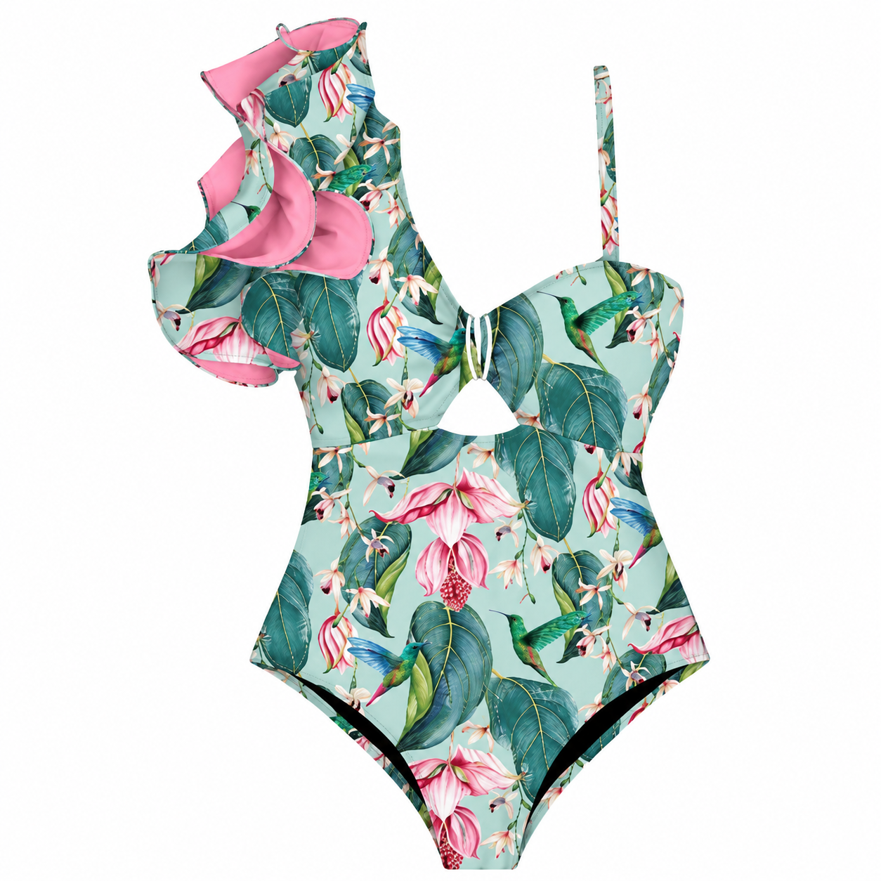 Lisa One Shoulder Ruffle Bikini And Sarong Set