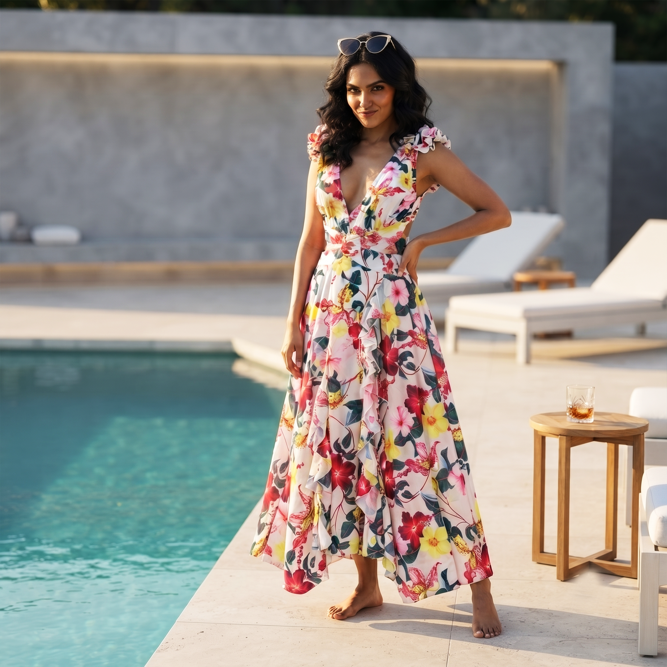 Petals Ruffled Monokini & Flowing Skirt Set