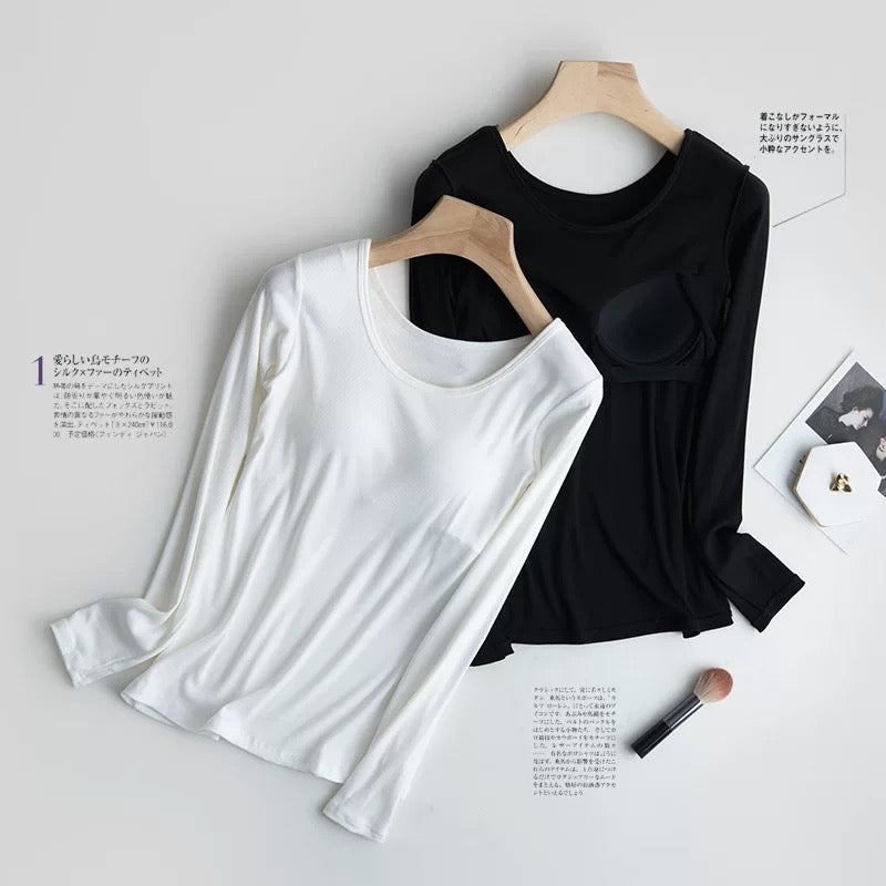 Dia Full Slevees Built in Bra Tshirt