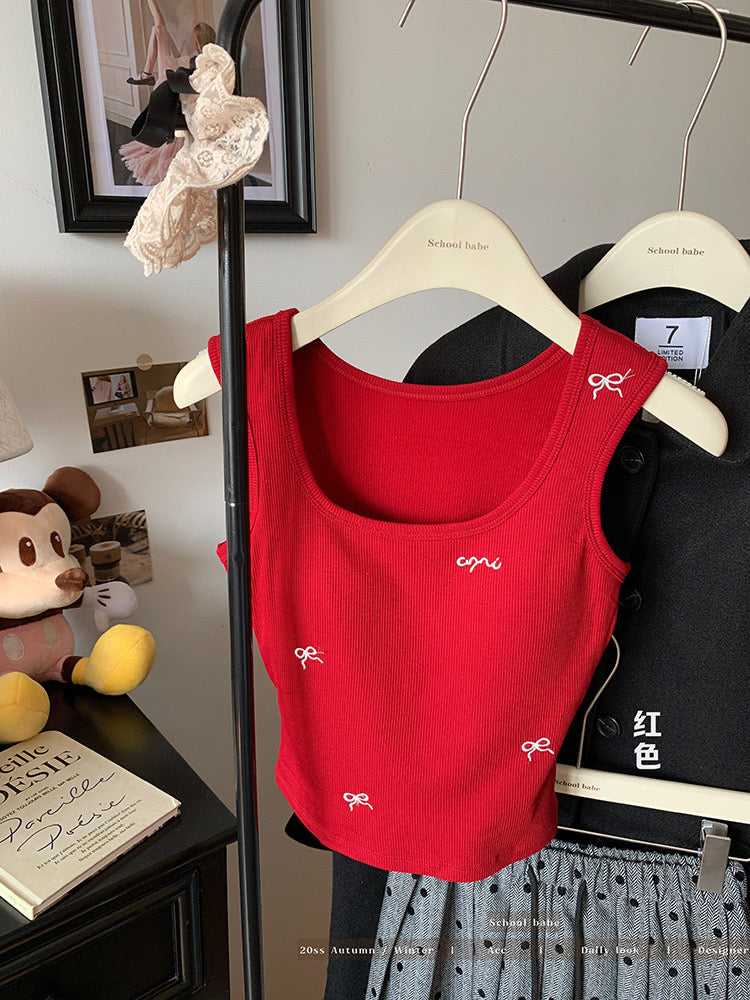 Tessa Ribbon Built-In Bra Tank Top