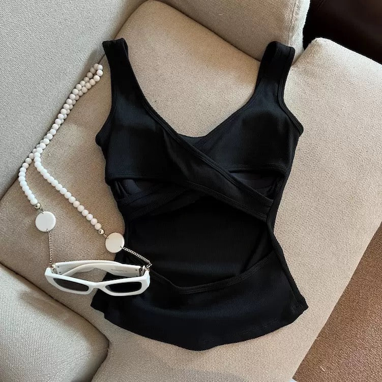 Mary Criss-Cross back Built In Bra Camisole
