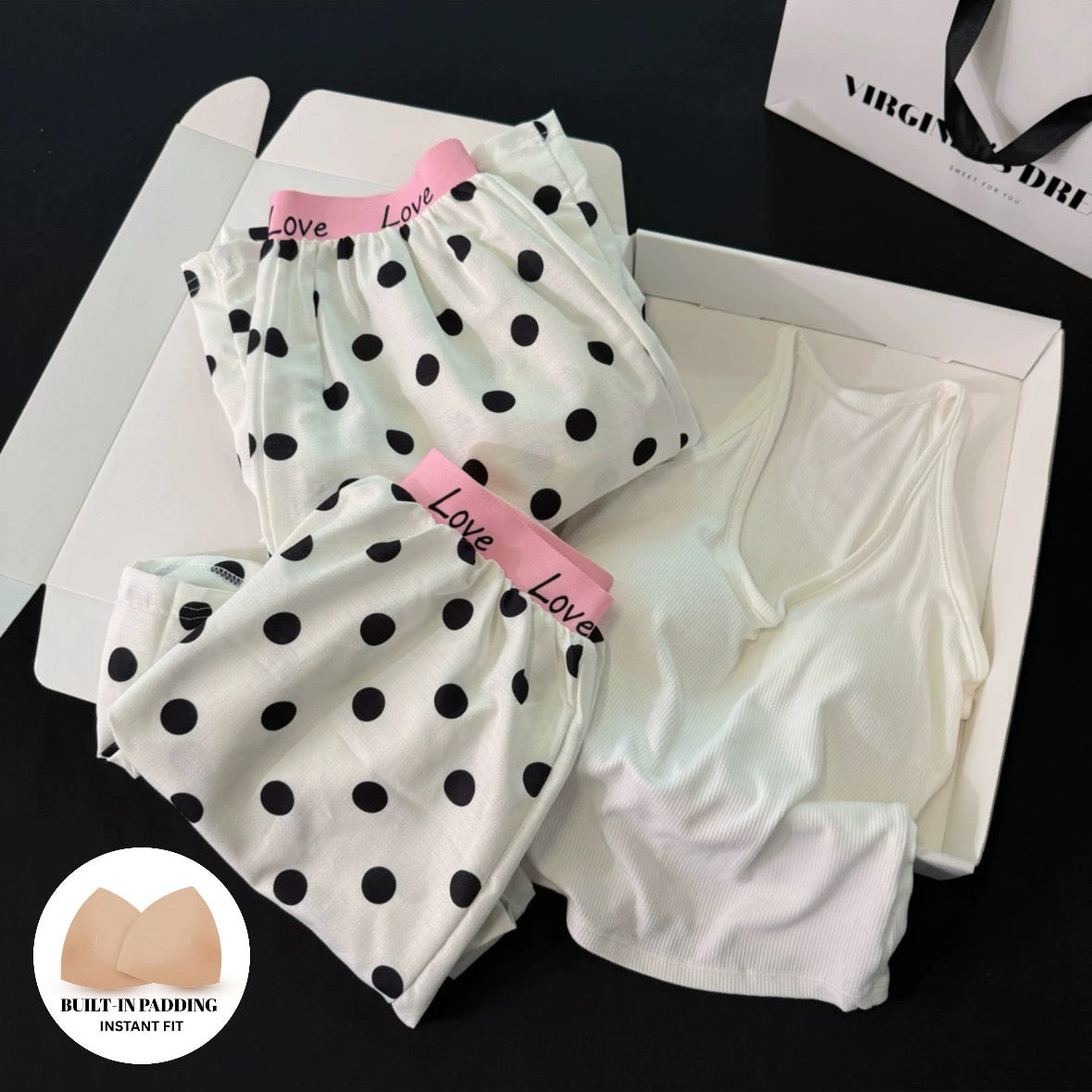 Dot Darling Padded Nightsuit - 3pc Set