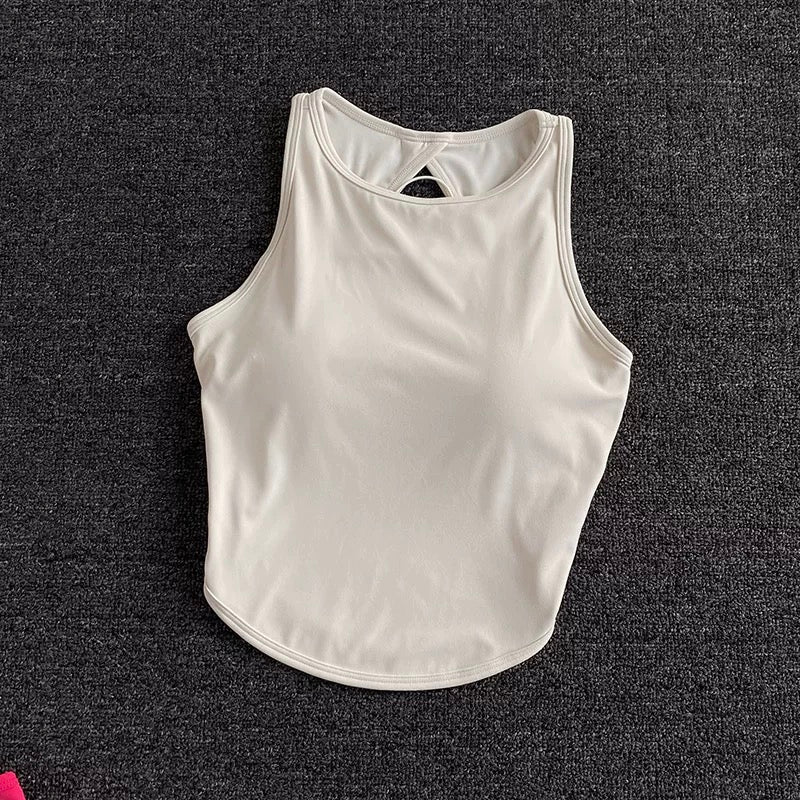 Flex Back Criss Cross Built-In Bra Tank Top