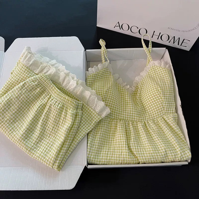 Cottage Gingham Frill Padded Nightsuit Set