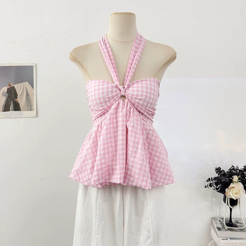 Picnic Knot Built-In Bra Tank Tube Top