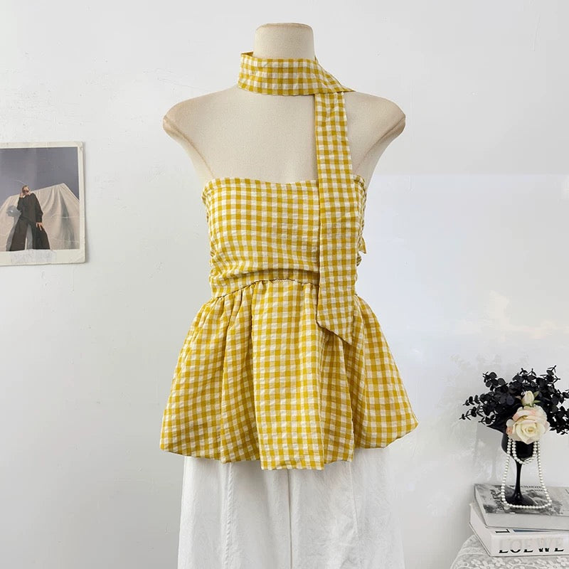 Picnic Knot Built-In Bra Tank Tube Top