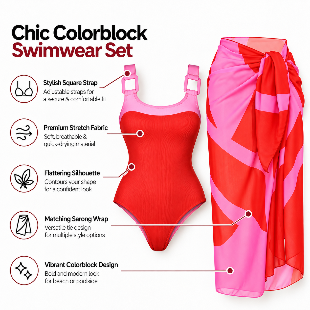 Flamingo Bay Monokini With Sarong Set