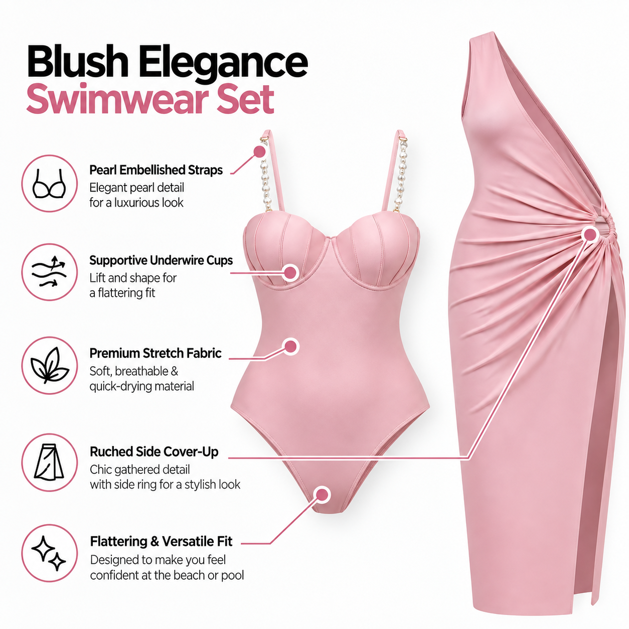 Blush Babe Monokini & Dress Cover-Up Set