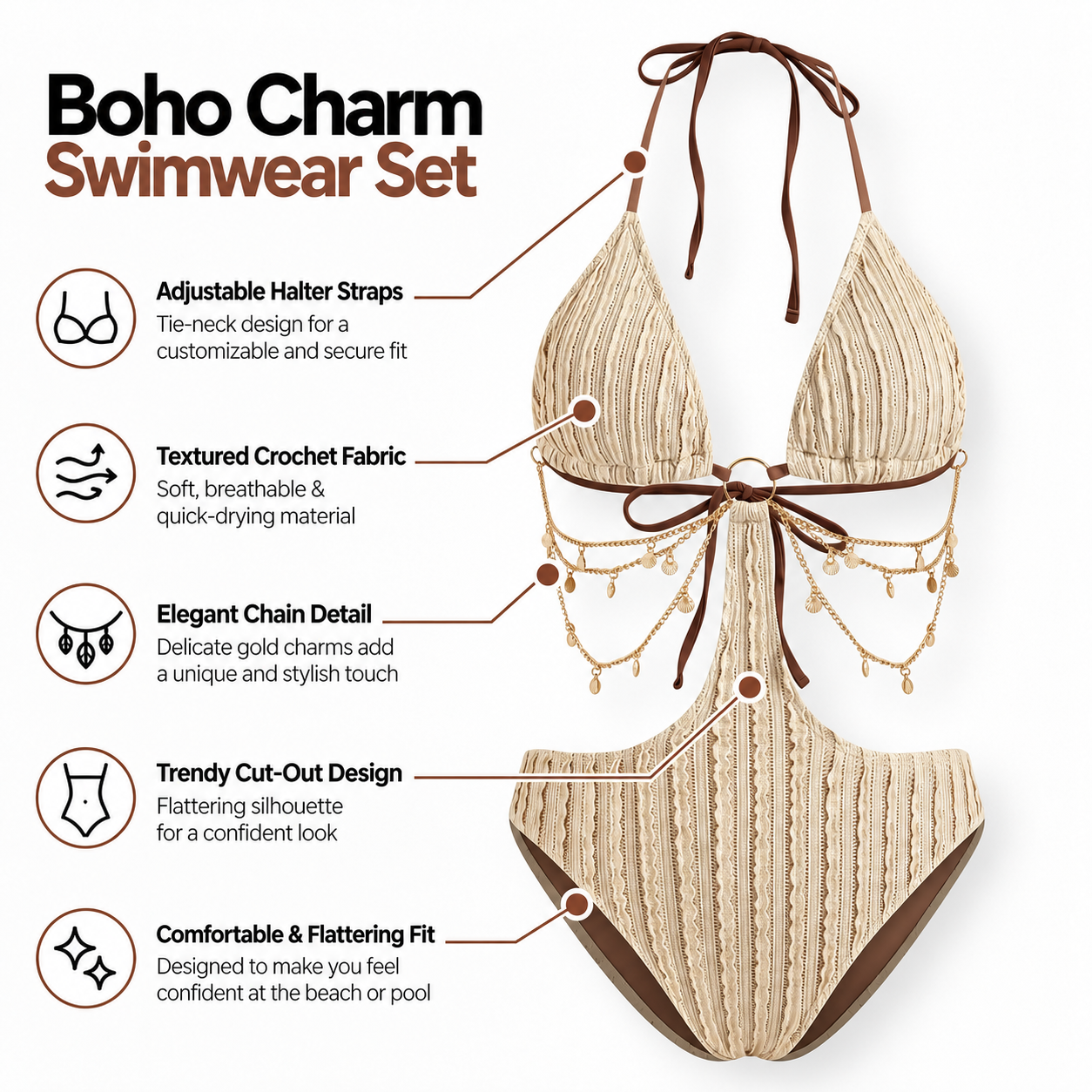 Aurelia Gold-Chain Cut-Out Monokini