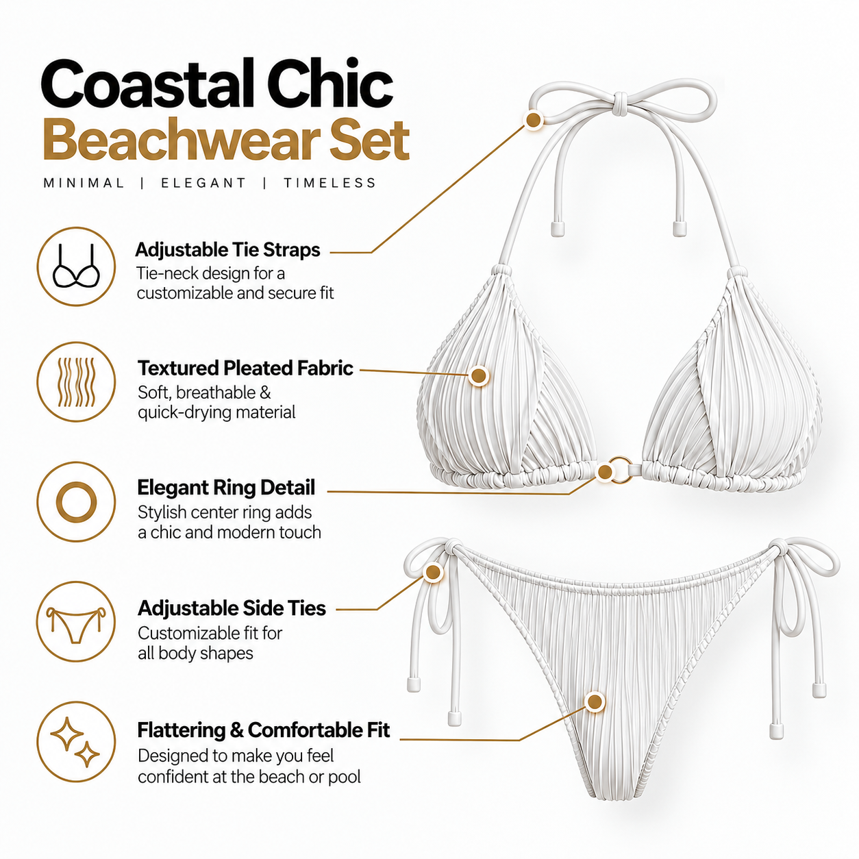 Tulum Bikini Set With Crochet Coverup Dress Set