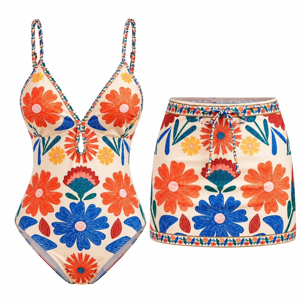 Monaco Bloom Monokini With Skirt Set