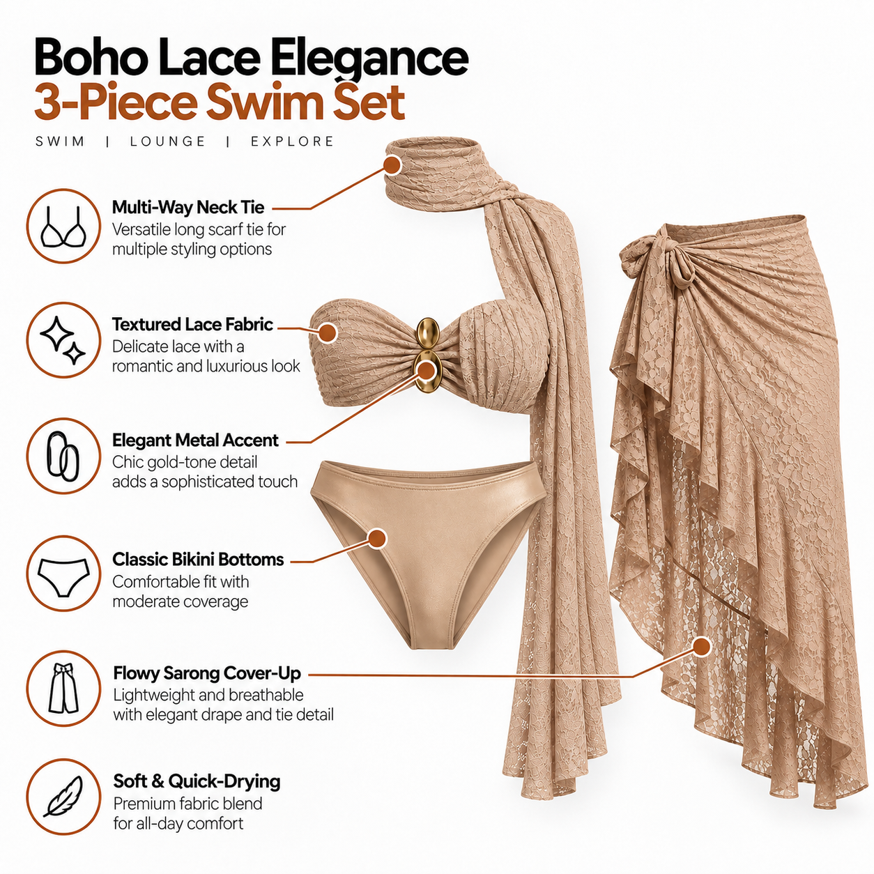 Ethereal Glided Drape Luxe -3Pc Set
