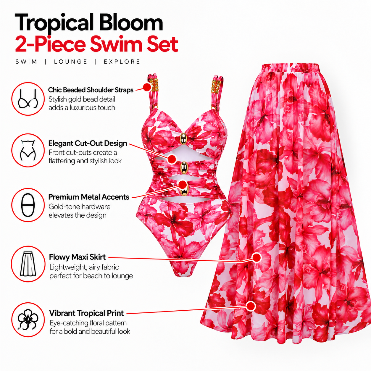 Hibiscus Muse Monokini With Skirt Set