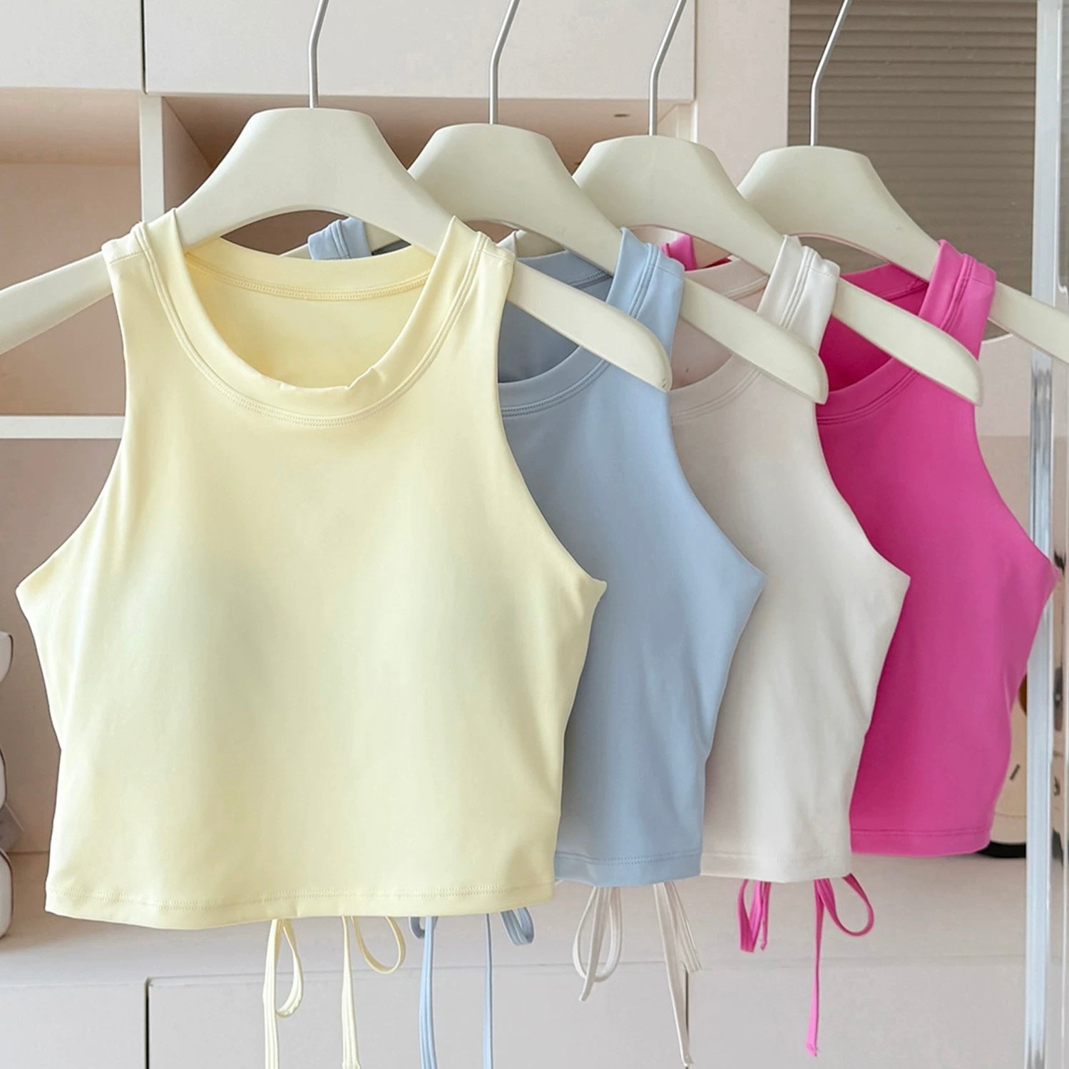 Zyra Back Cutout With Drawstring Built-In Bra Top