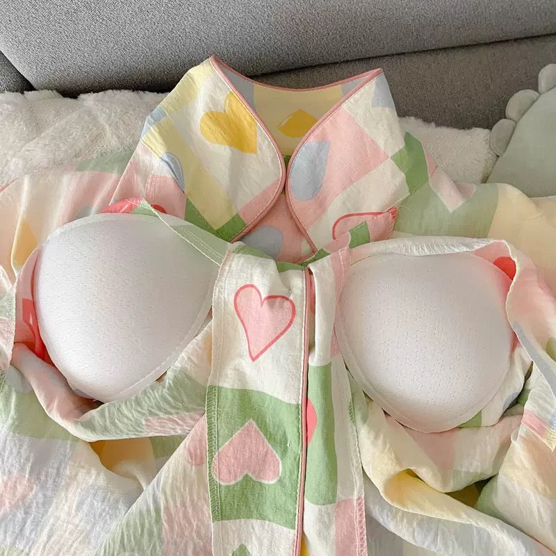 Lovey Dovey Padded Nightsuit - 3pc Set